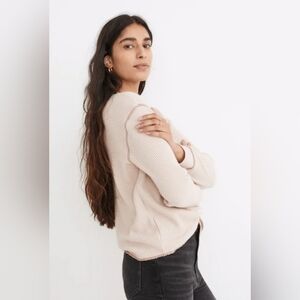 Madewell Waffle Split-Neck Crop Tee in Antique Cream size small